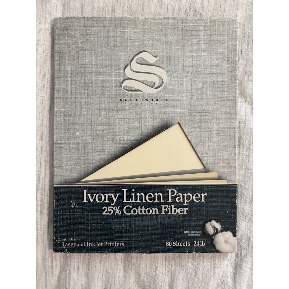 Southworth Ivory Linen Paper 25% Cotton Fiber 24 lb 70 Sheets Letter Paper